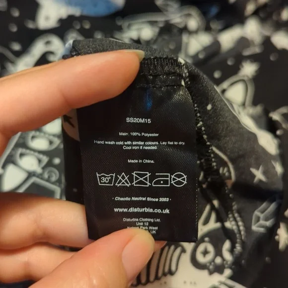 Disturbia Black and Cream Celestial Cat Pattern Midi Dress - Picture 3 of 5